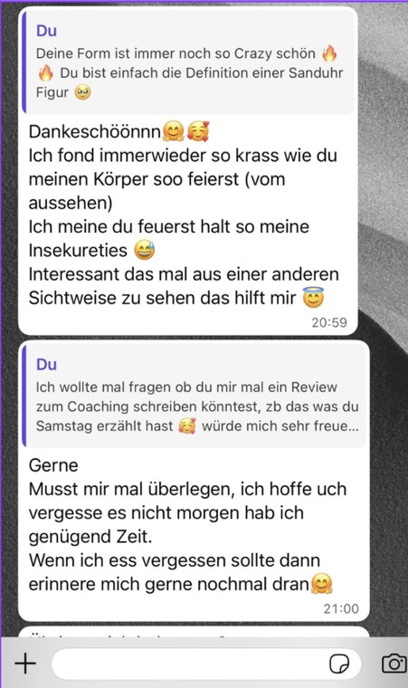 WhatsApp-Nachricht: Ich feiere meinen Körper wieder